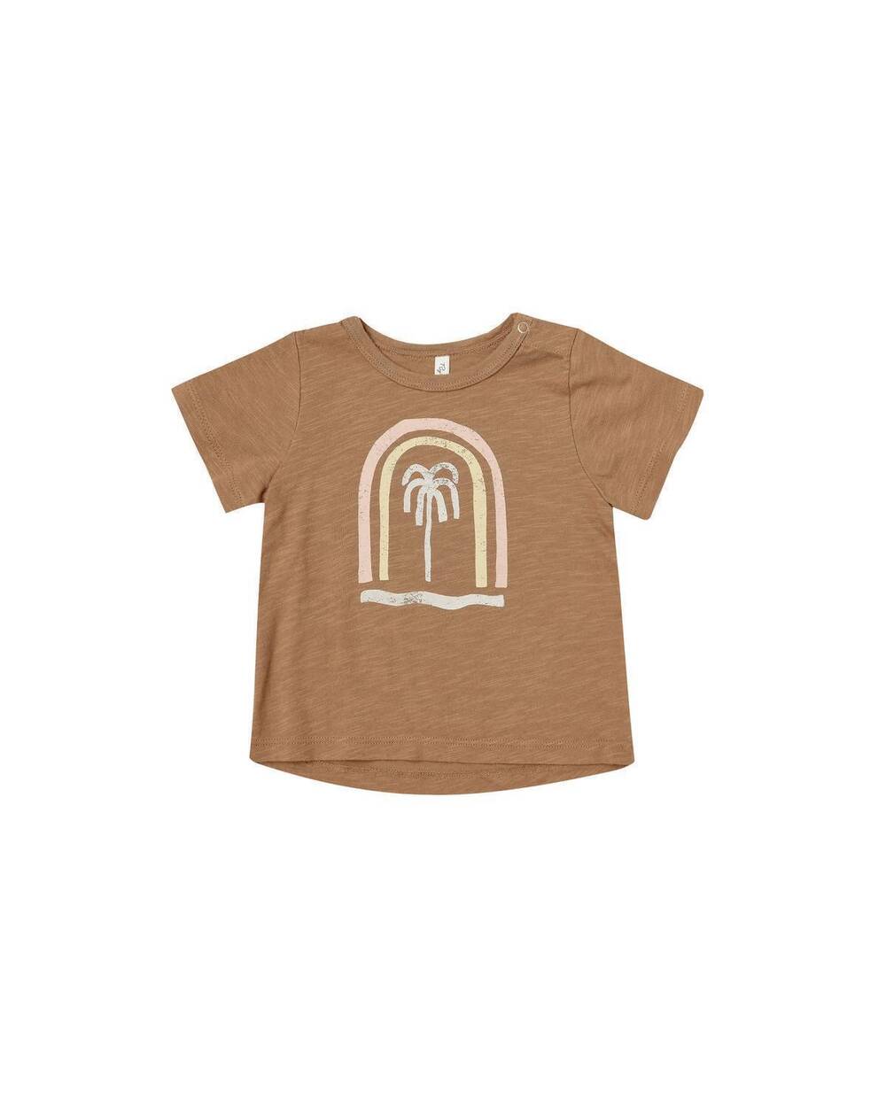 NEW RYLEE + CRU girls palm tree basic tee in camel